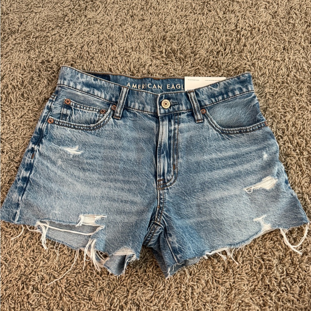 American Eagle Outfitters Blue Jean Shorts Distressed Cut-Off Style